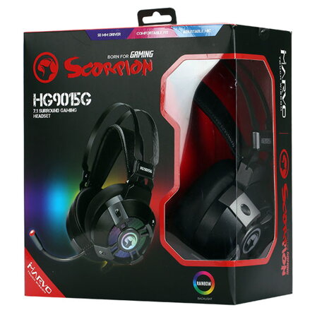 Marvo HG9015G, sluchátka s mikrofonem, ovládání hlasitosti, černá, USB