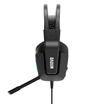 Marvo H8619, sluchátka s mikrofonem, ovládání hlasitosti, černá, podsvícená, 3.5 mm jack + rozdvojka