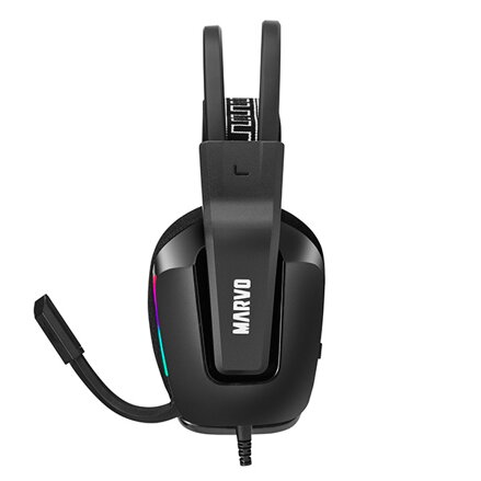 Marvo H8619, sluchátka s mikrofonem, ovládání hlasitosti, černá, podsvícená, 3.5 mm jack + rozdvojka