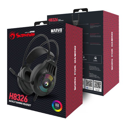 Marvo H8326, sluchátka s mikrofonem, ovládání hlasitosti, černá