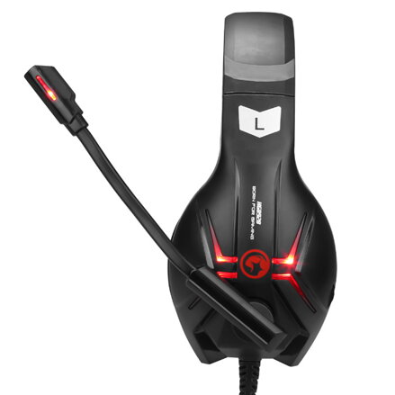 Marvo HG8928, sluchátka s mikrofonem, ovládání hlasitosti, černá, ,podsvícená typ 3.5 mm jack + rozdvojka