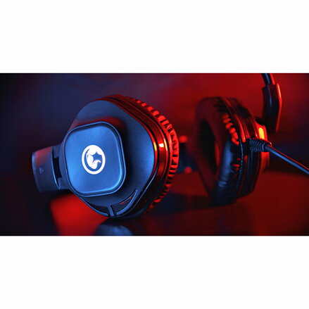 Marvo HG8929, sluchátka s mikrofonem, černá, podsvícená, 3.5 mm jack + rozdvojka + USB