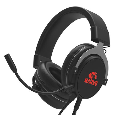 Marvo HG9052, sluchátka s mikrofonem, ovládání hlasitosti, černá, 7.1 (virtualně), červeně podsvícená, 7.1 (virtuálně) typ USB