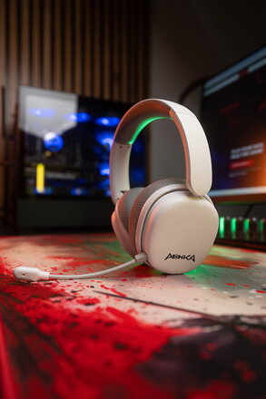 Marvo MONKA ECHO RS, sluchátka s mikrofonem, bílá, podsvícená, Tri-mode