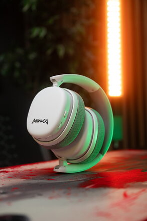 Marvo MONKA ECHO RS, sluchátka s mikrofonem, bílá, podsvícená, Tri-mode