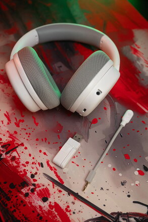 Marvo MONKA ECHO RS, sluchátka s mikrofonem, bílá, podsvícená, Tri-mode