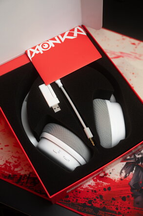 Marvo MONKA ECHO RS, sluchátka s mikrofonem, bílá, podsvícená, Tri-mode