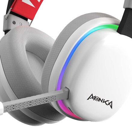 Marvo MONKA HG9069W, sluchátka s mikrofonem, bílá, podsvícená, Tri-mode