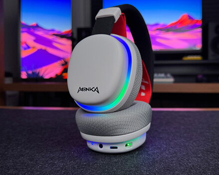 Marvo MONKA HG9069W, sluchátka s mikrofonem, bílá, podsvícená, Tri-mode