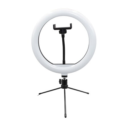 Kruhové světlo Powerton 10", RGB LED, malé, nastavení barev a svítivosti, držák telefonu a tripod