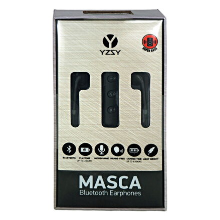 YZSY MASCA sluchátka s mikrofonem, ovládání hlasitosti, černá, bluetooth