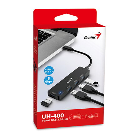 USB (3.0) hub 4-port, UH-400, černý, Genius