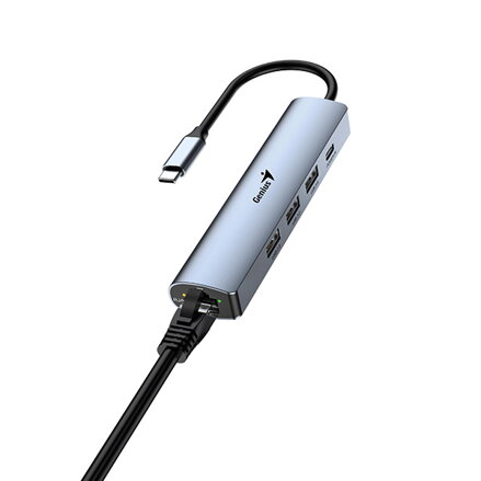 USB (3.0) hub 4-port, UH-545, šedý, Genius, 3x USB 3.0, 1x RJ45