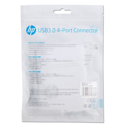 USB (3.0) hub 4-port, DHC-CT110, černý, Hewlett-Packard
