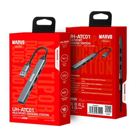 USB (3.0) hub 4-port, UH-ATC01, černý, Marvo