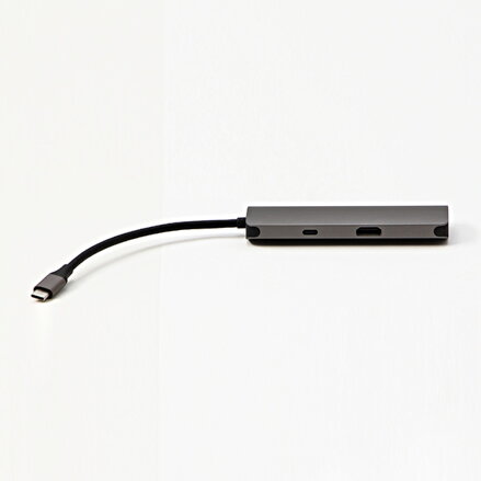 USB (3.1), USB typ C dokovací stanice 7-port, Multi, šedý, All New, USB C (PD), 2x USB 3.0, TF, SD, HDMI, RJ45