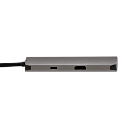 USB (3.1), USB typ C dokovací stanice 7-port, Multi, šedý, All New, USB C (PD), 2x USB 3.0, TF, SD, HDMI, RJ45