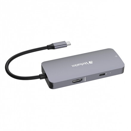 USB (3.2) hub 5-port, 32150, šedá, délka kabelu 15cm, Verbatim, 1x USB C, 2x USB A, 1x HDMI