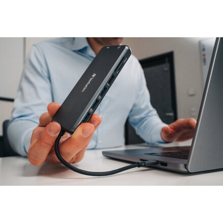 USB (3.2) hub 14-port, 32154, šedý, délka kabelu 15cm, Verbatim, 2x USB C, 5x USB A, 2x HDMI, čtečka SD/micro SD