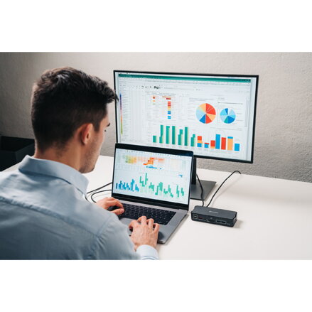 Dokovací stanice Verbatim, USB-C Pro, 15-port, 2x HDMI, RJ45, microSD, 2x USB-A 3.0, USB-C PD, šedá