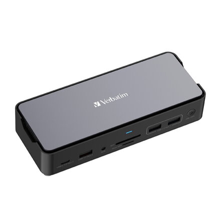 Dokovací stanice Verbatim, USB-C Pro, 15-port, 2x HDMI, RJ45, microSD, USB-A 3.1, USB-C 3.1, šedá
