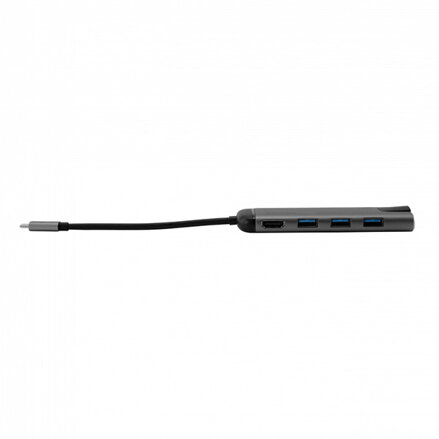 USB (3.1) hub 6-port, 49142, šedá, délka kabelu 15cm, Verbatim, 1x USB C, USB A, HDMI, Ethernet, čtečka SD