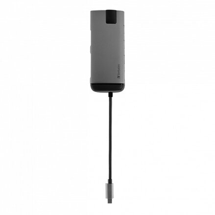 USB (3.1) hub 6-port, 49142, šedá, délka kabelu 15cm, Verbatim, 1x USB C, USB A, HDMI, Ethernet, čtečka SD