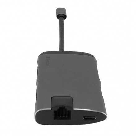 USB (3.1) hub 6-port, 49142, šedá, délka kabelu 15cm, Verbatim, 1x USB C, USB A, HDMI, Ethernet, čtečka SD