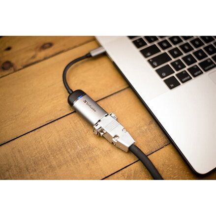 USB (3.1) hub 1-port, 49145, šedá, délka kabelu 10cm, Verbatim, adaptér USB C na VGA