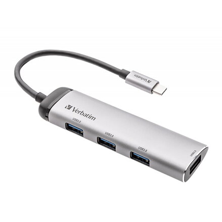 USB (3.2) Gen 1 4-port, 49147, šedá, délka kabelu 15cm, Verbatim, 1 x USB-CR připojovací port, 4 x USB 3.2 Gen 1 por