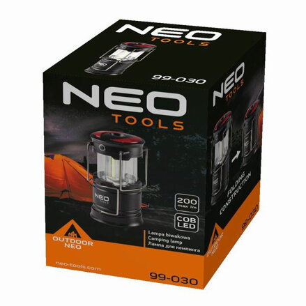 LED kempingové světlo 3v1, 3xAA, hliník, černá, 200lm, 3 druhy svícení