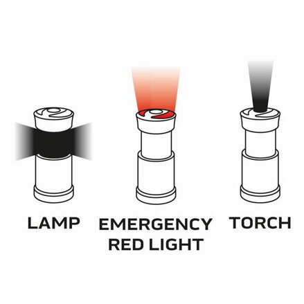 LED kempingové světlo 3v1, 3xAA, hliník, černá, 200lm, 3 druhy svícení