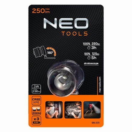 LED čelovka, 3xAAA, černá
