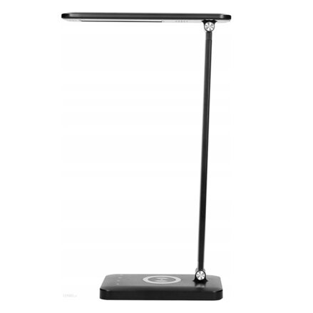 Virone kancelářská lampa Isiyo, hliník+ABS, černá, 390lm, 3 druhy svícení, IP20, bezdrátová nabíječka