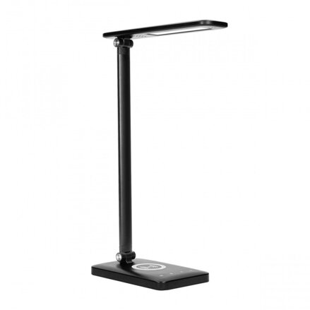 Virone kancelářská lampa Isiyo, hliník+ABS, černá, 390lm, 3 druhy svícení, IP20, bezdrátová nabíječka