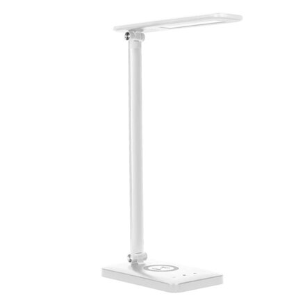 Virone kancelářská lampa Isiyo, hliník+ABS, bílá, 390lm, 3 druhy svícení, IP20 bezdrátová nabíječka
