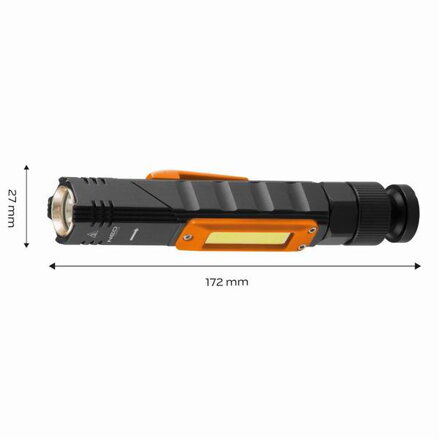Dobíjecí svítilna, 1xLED, 1x2000 mAh, černá, 300lm, 70m, IP20, 5 funkcí, výkon 3 W