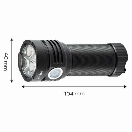 LED dobíjecí baterka, 1x4000 mAh, hliník, černá, 3300lm, 220m, funkce zoom, 3 druhy svícení,IPX4, USB dobíjení