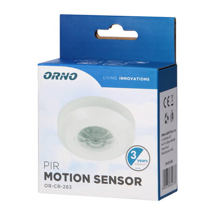 MINI motion senzor 230V 50Hz, do 12m, MAX.400W, bílá, ORNO, 20, 360°, IP20, infračervený