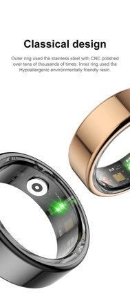 Smart RING černý, měření tlaku, srdeč. tepu, monitoring spánku, 9", Powerton