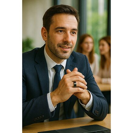 Smart RING černý, měření tlaku, srdeč. tepu, monitoring spánku, 9", Powerton