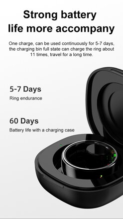 Smart RING PRO stříbrný, měř.stresu, srdeč.tepu, monitoring spánku, 7, Powerton