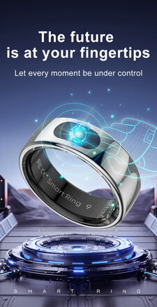 Smart RING PRO stříbrný, měř.stresu, srdeč.tepu, monitoring spánku, 8, Powerton