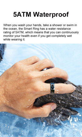 Smart RING PRO stříbrný, měř.stresu, srdeč.tepu, monitoring spánku, 8, Powerton