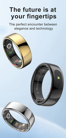 Smart RING PRO černý, měř.stresu, srdeč.tepu, monitoring spánku, 12, Powerton