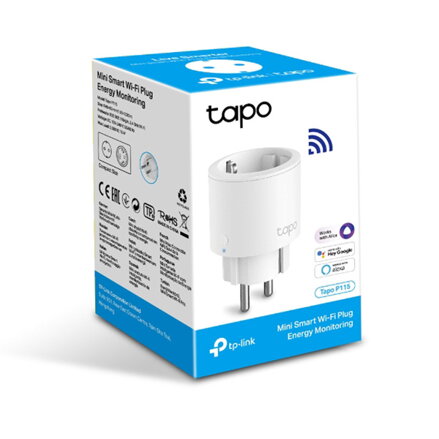 Chytrá zásuvka Tapo P115 220-240 V 50/60 Hz, dle dosahu WiFi, MAX.3680W, bílá, TP-LINK, dálkové ovládání, měření spotřeby, ovládán