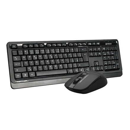 A4Tech FG1012S, Sada klávesnice s bezdrátovou optickou myší, AA, CZ, klasická, 2.4 [Ghz], bezdrátová, černá
