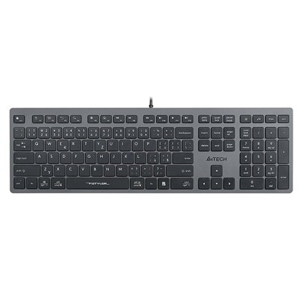 A4Tech FX50, Klávesnice CZ, klasická, nízkoprofilová typ drátová (USB), šedá
