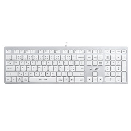 A4Tech FX50, Klávesnice CZ, klasická, nízkoprofilová typ drátová (USB), bílá