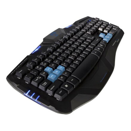 E-BLUE Combatant- EX, Klávesnice US, herní, podsvícené okraje, odolná proti polití typ drátová (USB), černá